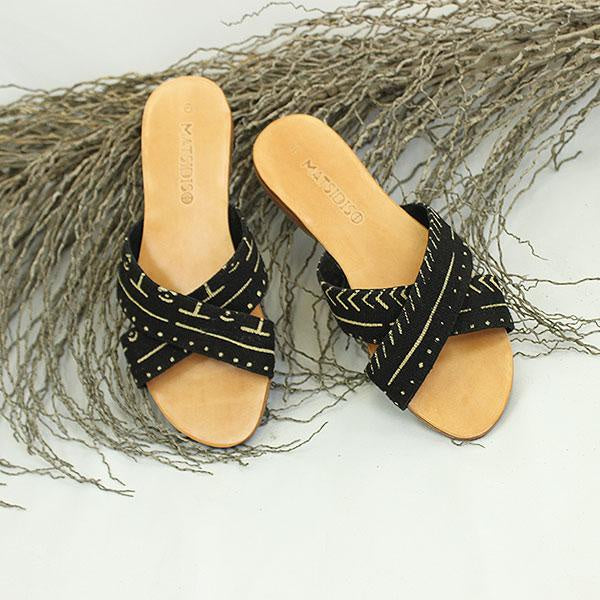 UMA SANDAL / BLACK MUD CLOTH