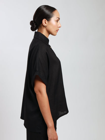 RELAXED HI-LO TOP / MODAL BLACK