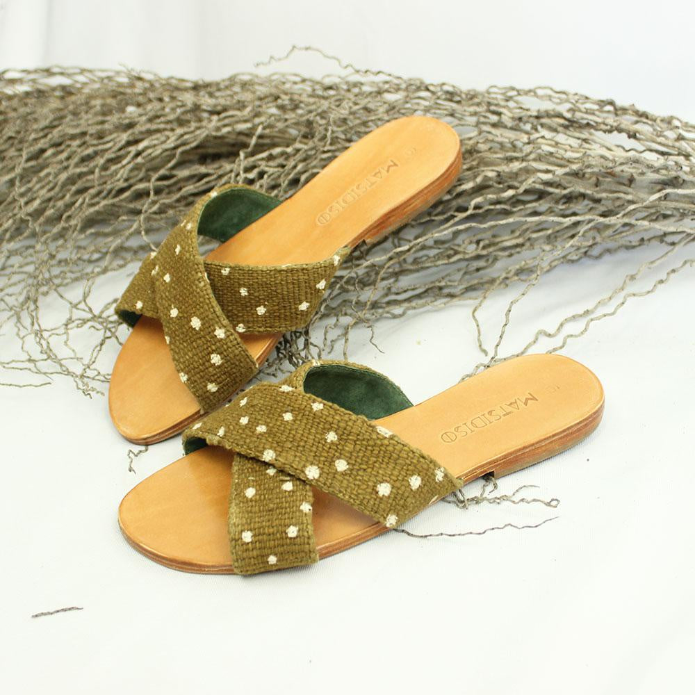 UMA SANDAL / GREEN MUD CLOTH