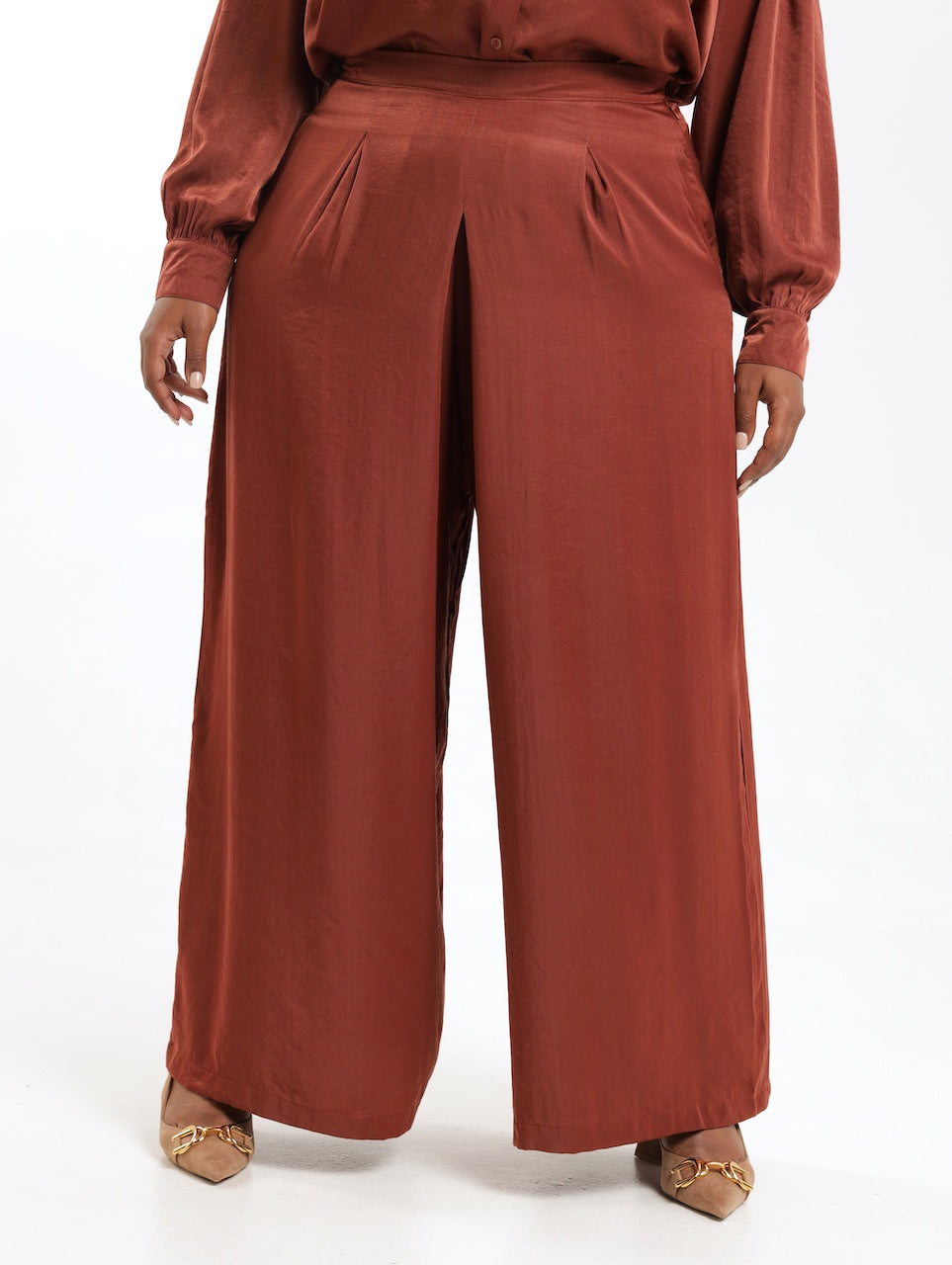 CROPPED WIDE LEG PALAZZO / CHERRY MAHOGANY