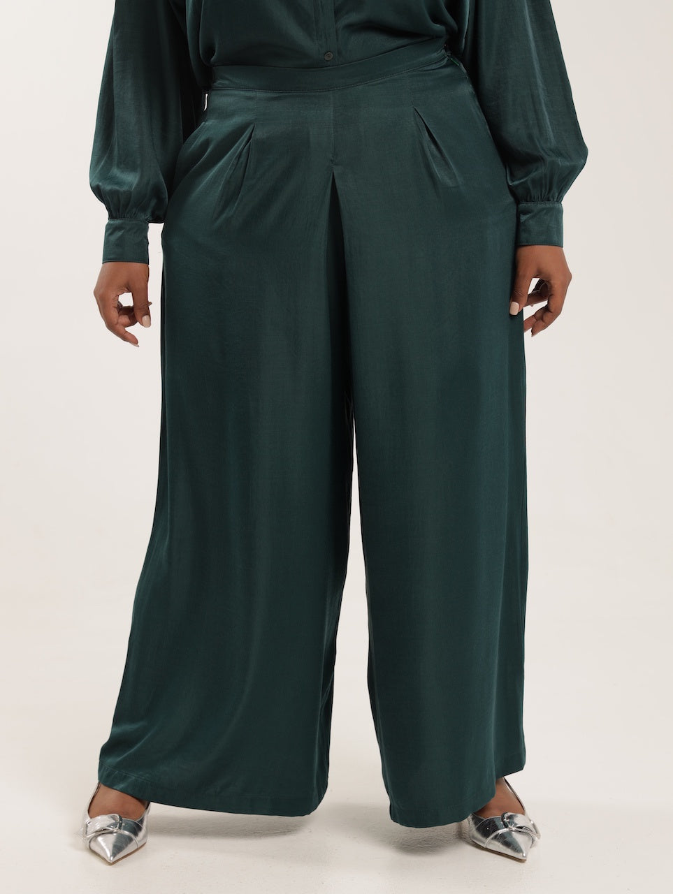 CROPPED WIDE LEG PALAZZO / TREKKING GREEN