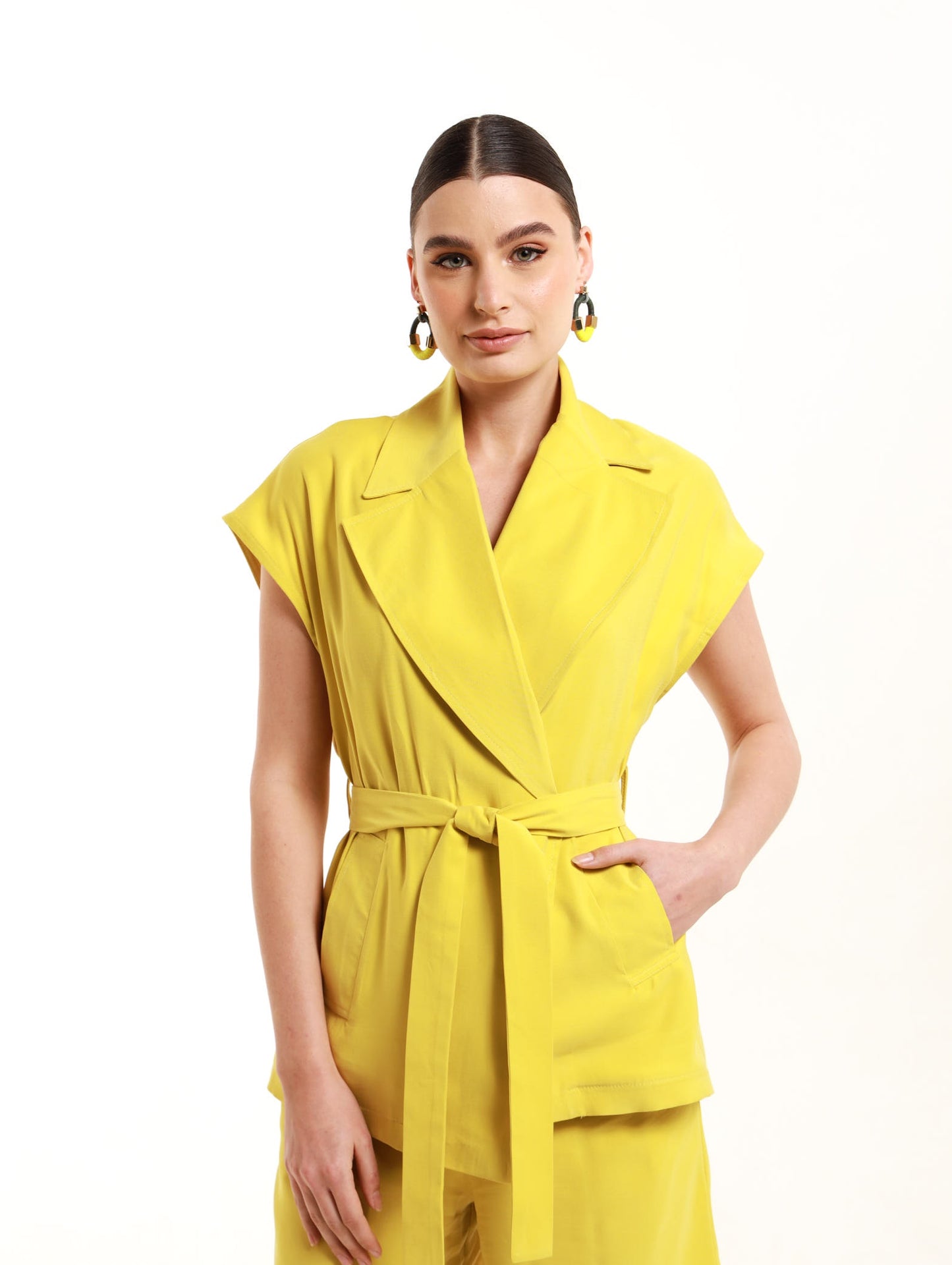 CROPPED GILET / YELLOW PLUM