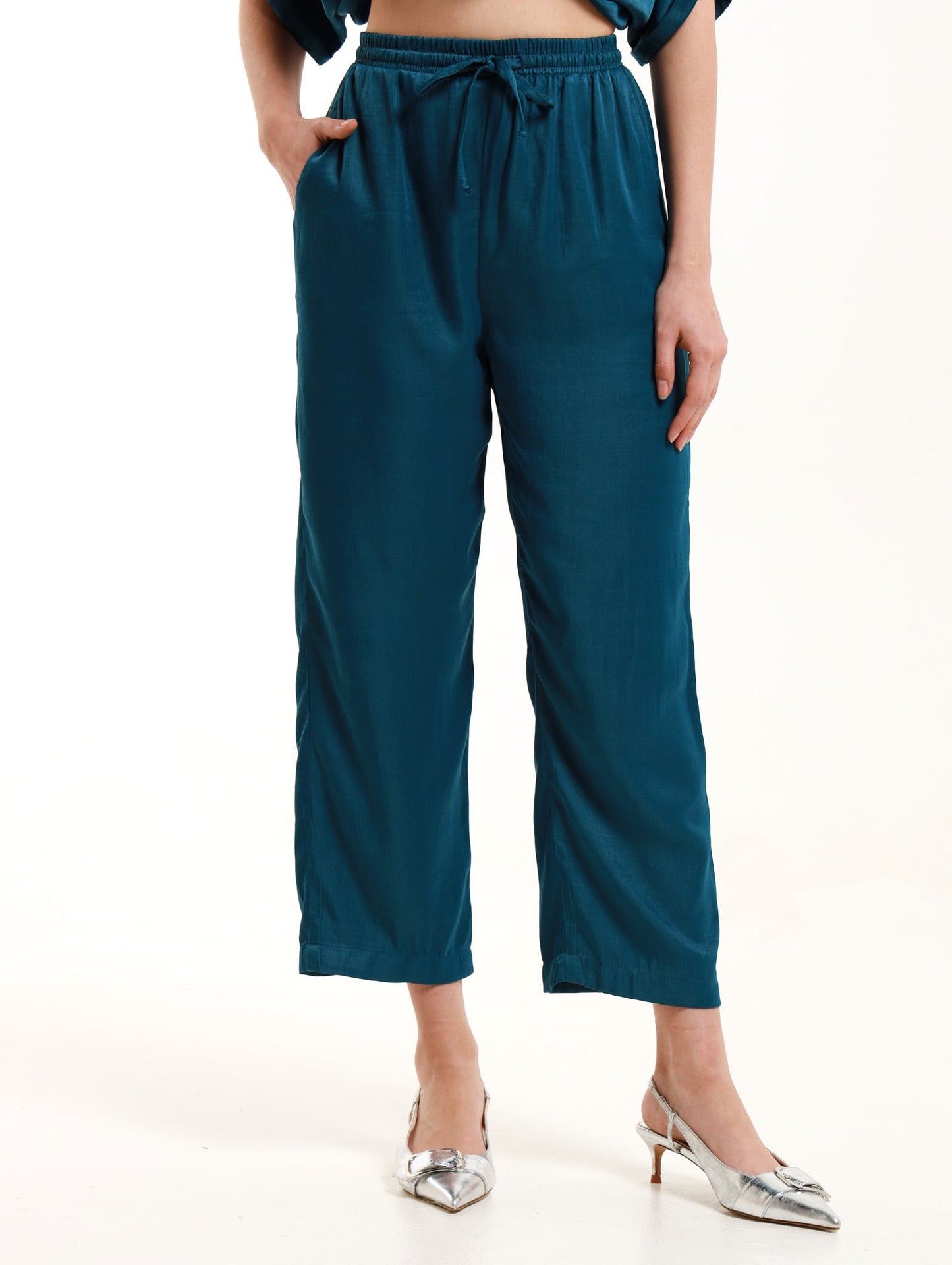 DRAWSTRING PALAZZO / BLUE CORAL