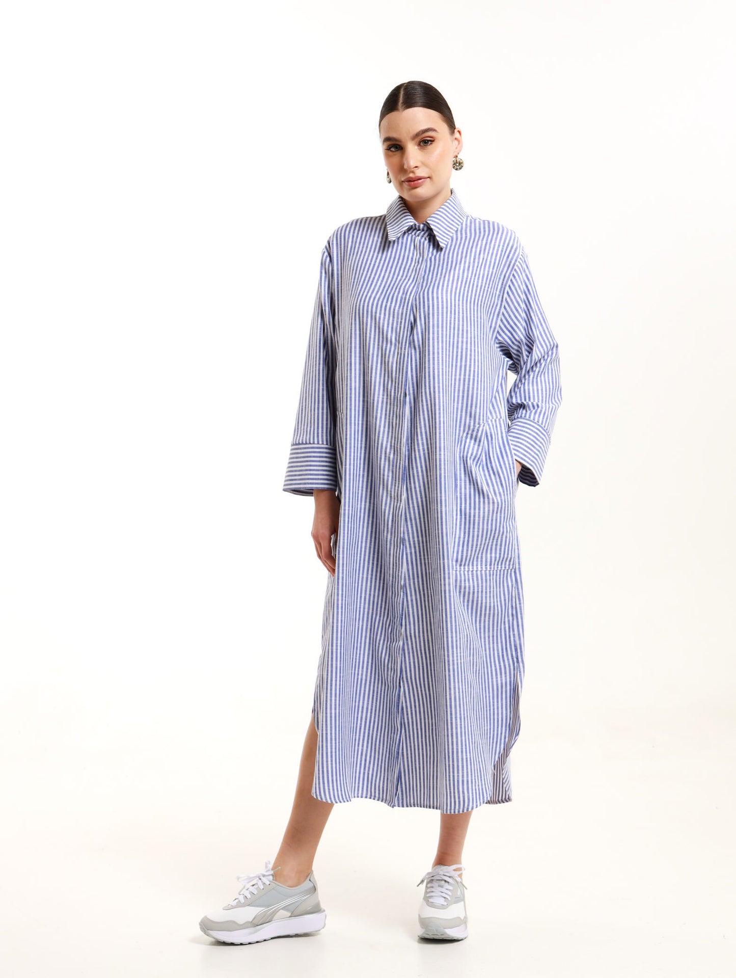 RESORT SHIRTDRESS / COBALT STRIPE