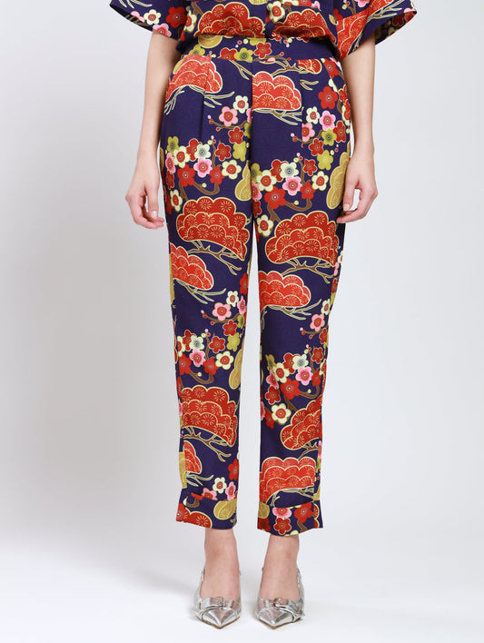 CIGAR PANTS / ABSTRACT CHERRY BLOSSOM