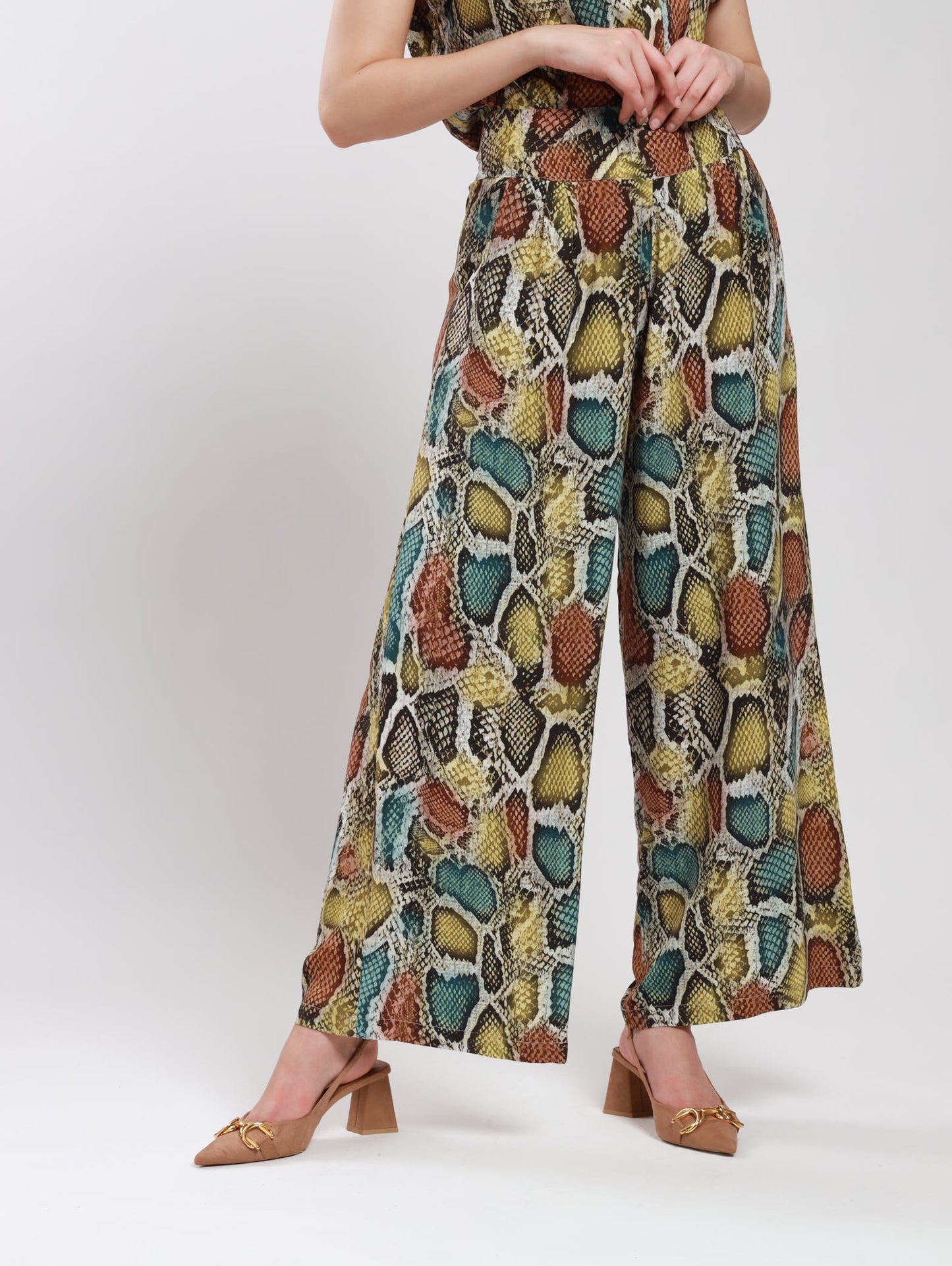 HIGH WAISTED PALAZZO / TRICOLOUR SNAKESKIN