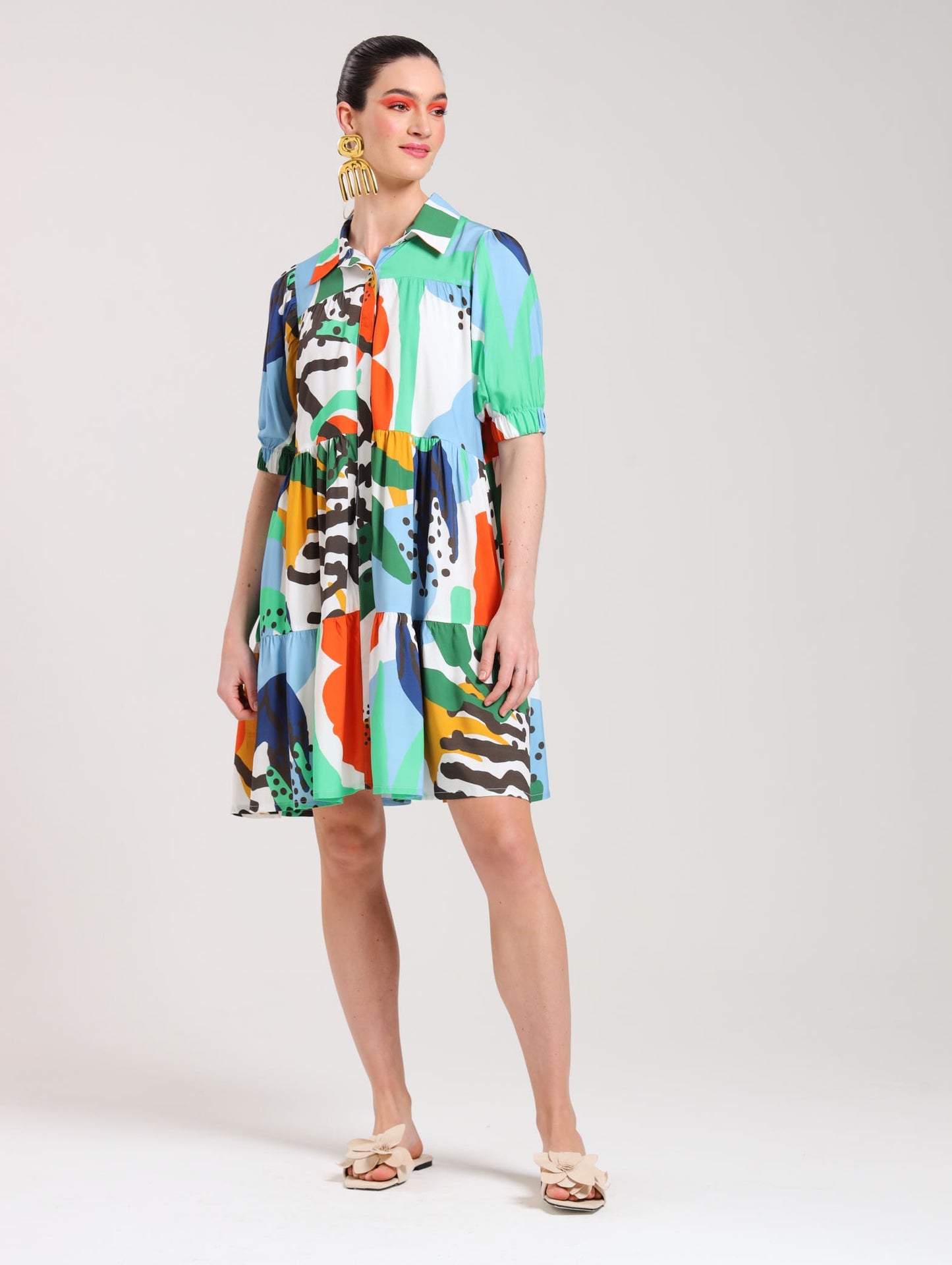 MIDI RUFFLE DRESS / COAST