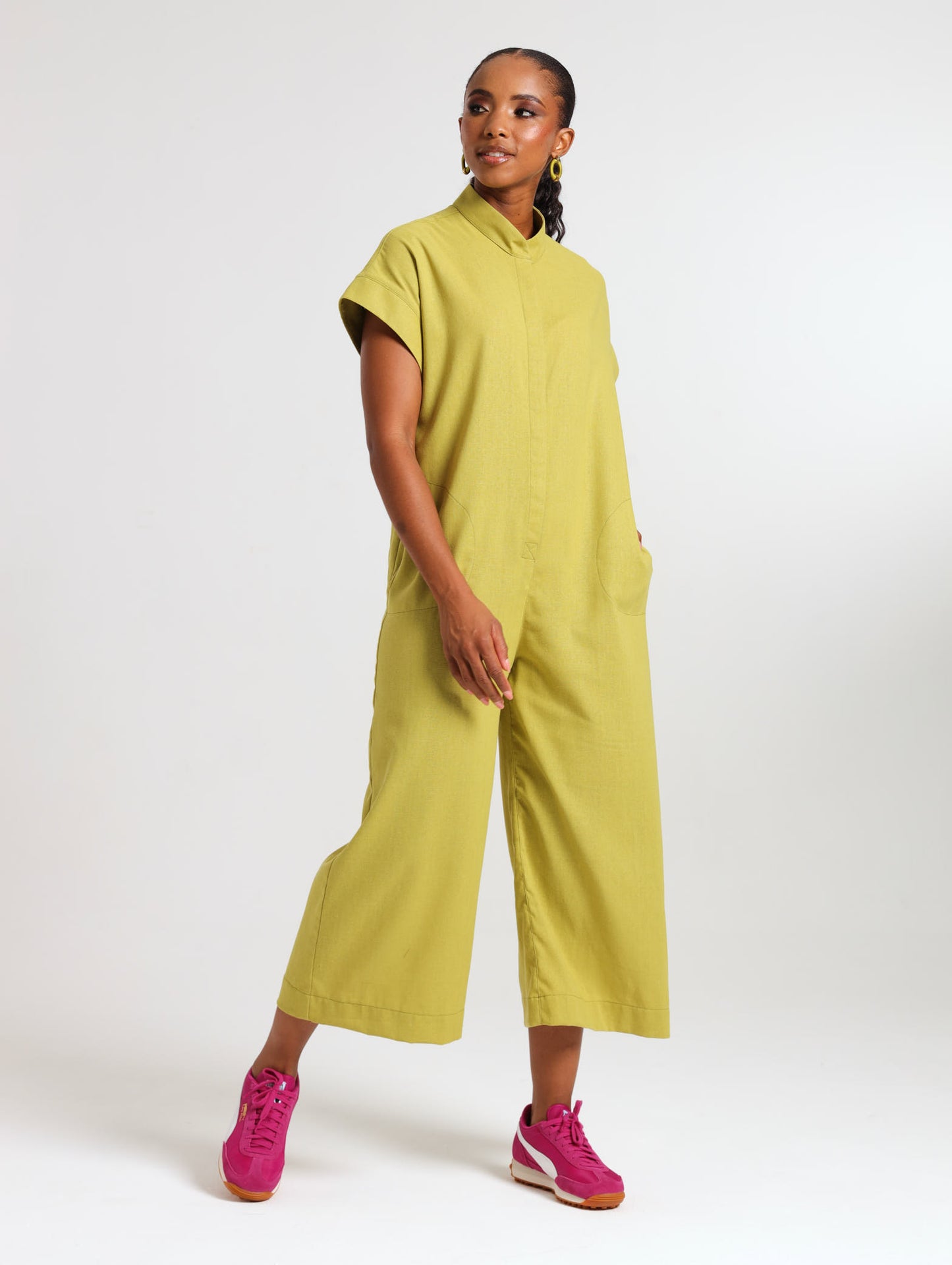 MANDARIN JUMPSUIT / CHARTREUSE