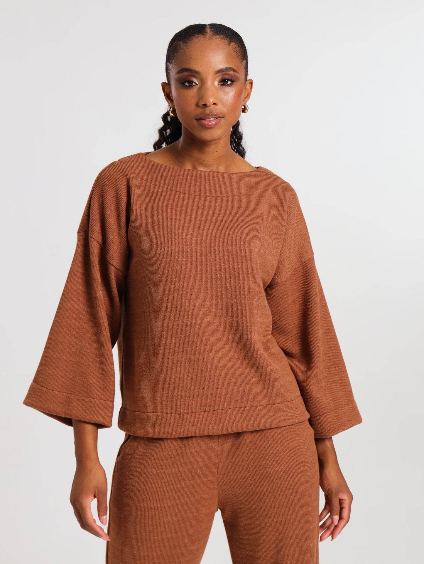 LONGSLEEVE BOX TOP / MOCCA RIB