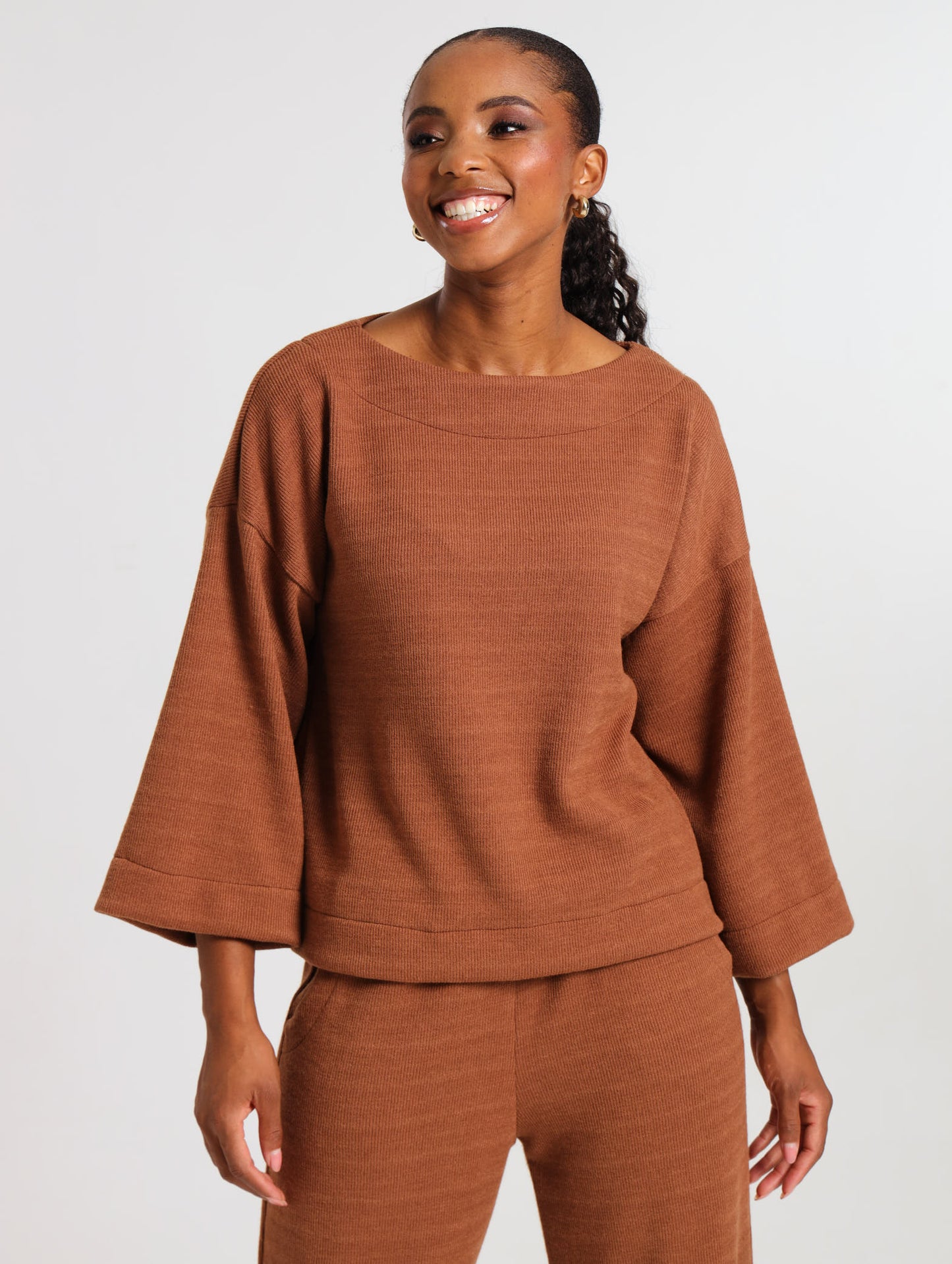 LONGSLEEVE BOX TOP / MOCCA RIB
