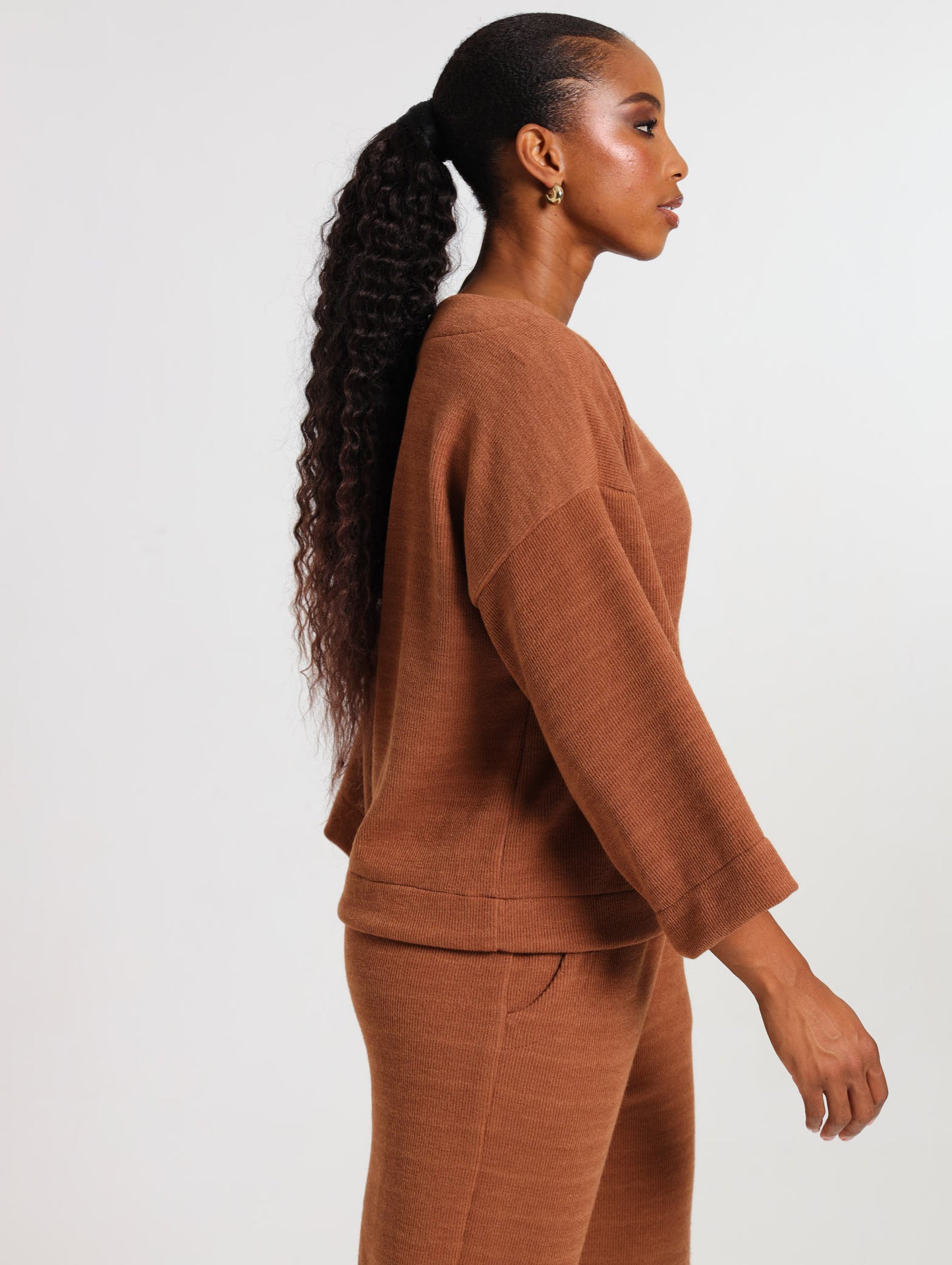 LONGSLEEVE BOX TOP / MOCCA RIB