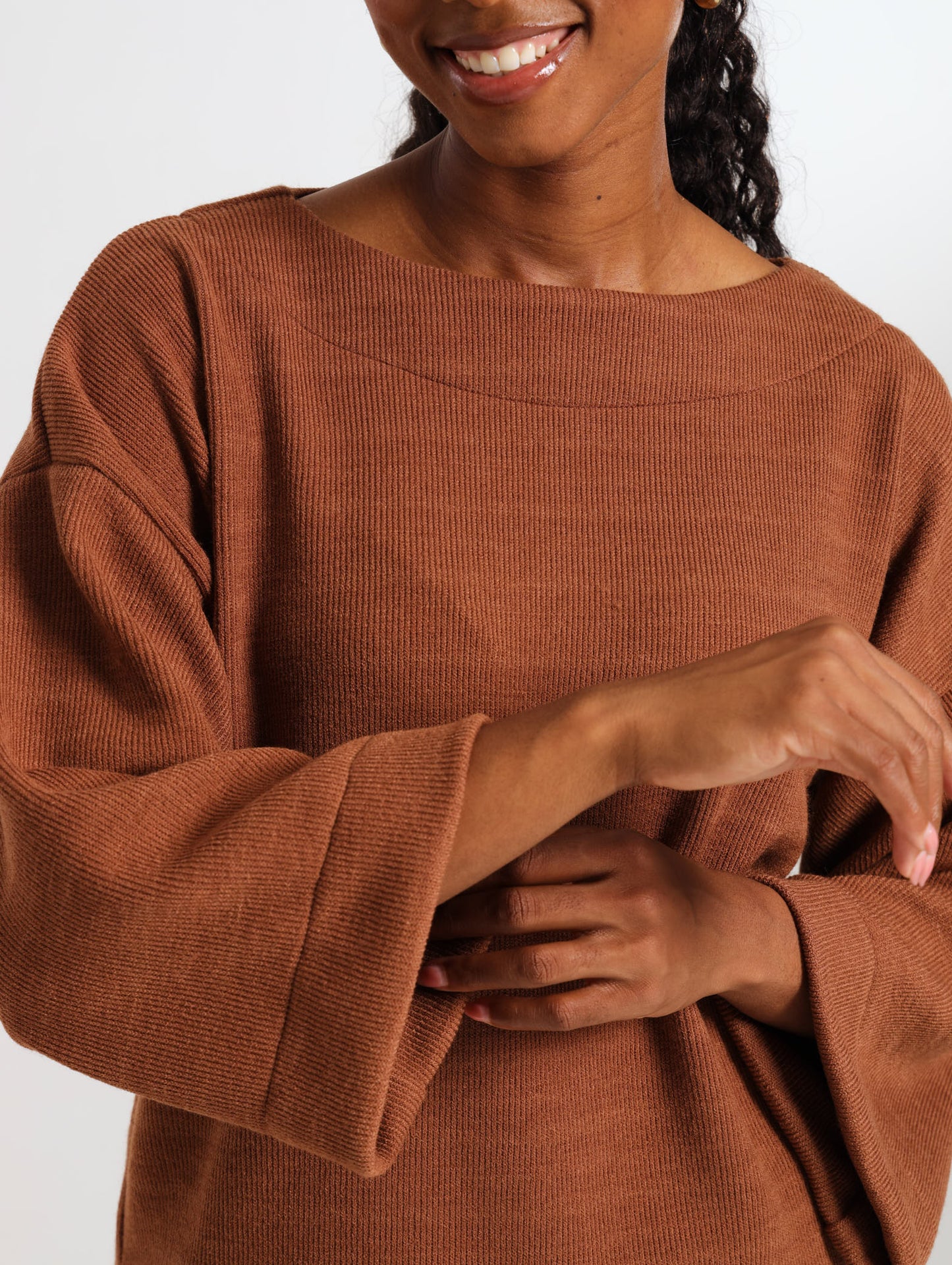 LONGSLEEVE BOX TOP / MOCCA RIB
