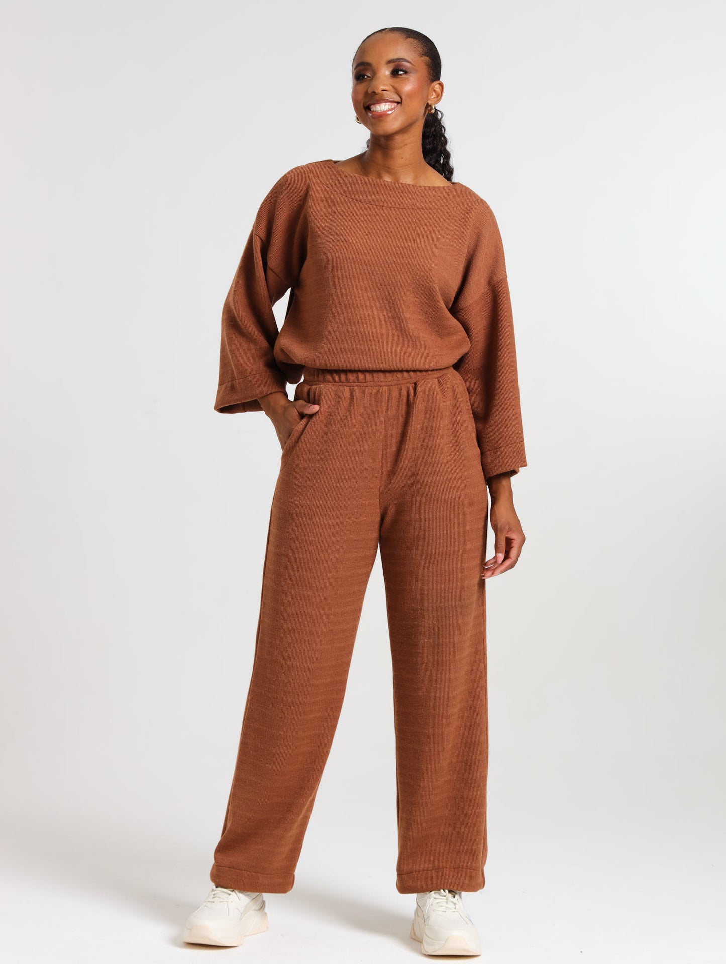 DRAWSTRING PANTS / MOCCA RIB
