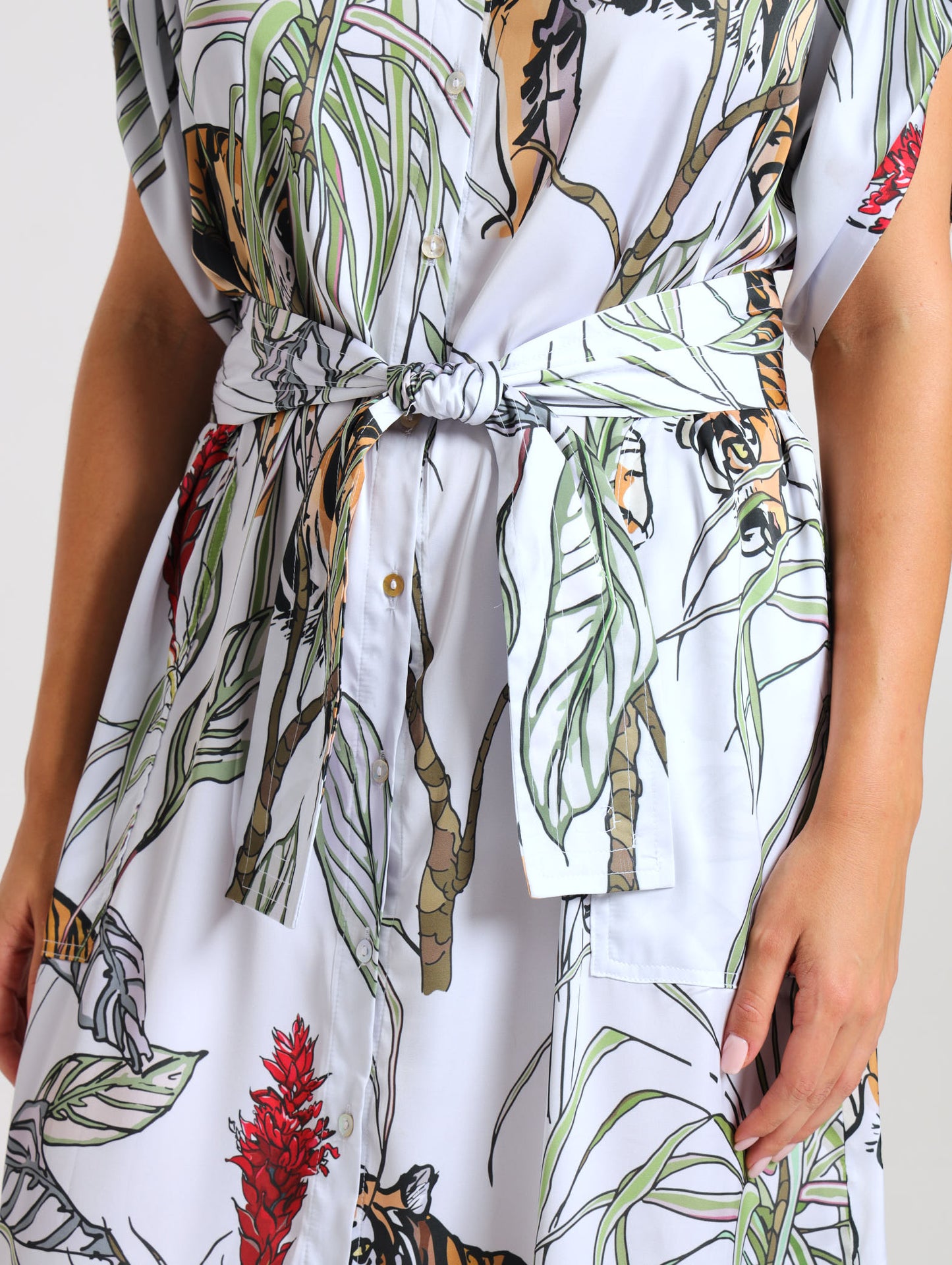 TAB DETAIL DRESS / SAVANNA TIGER