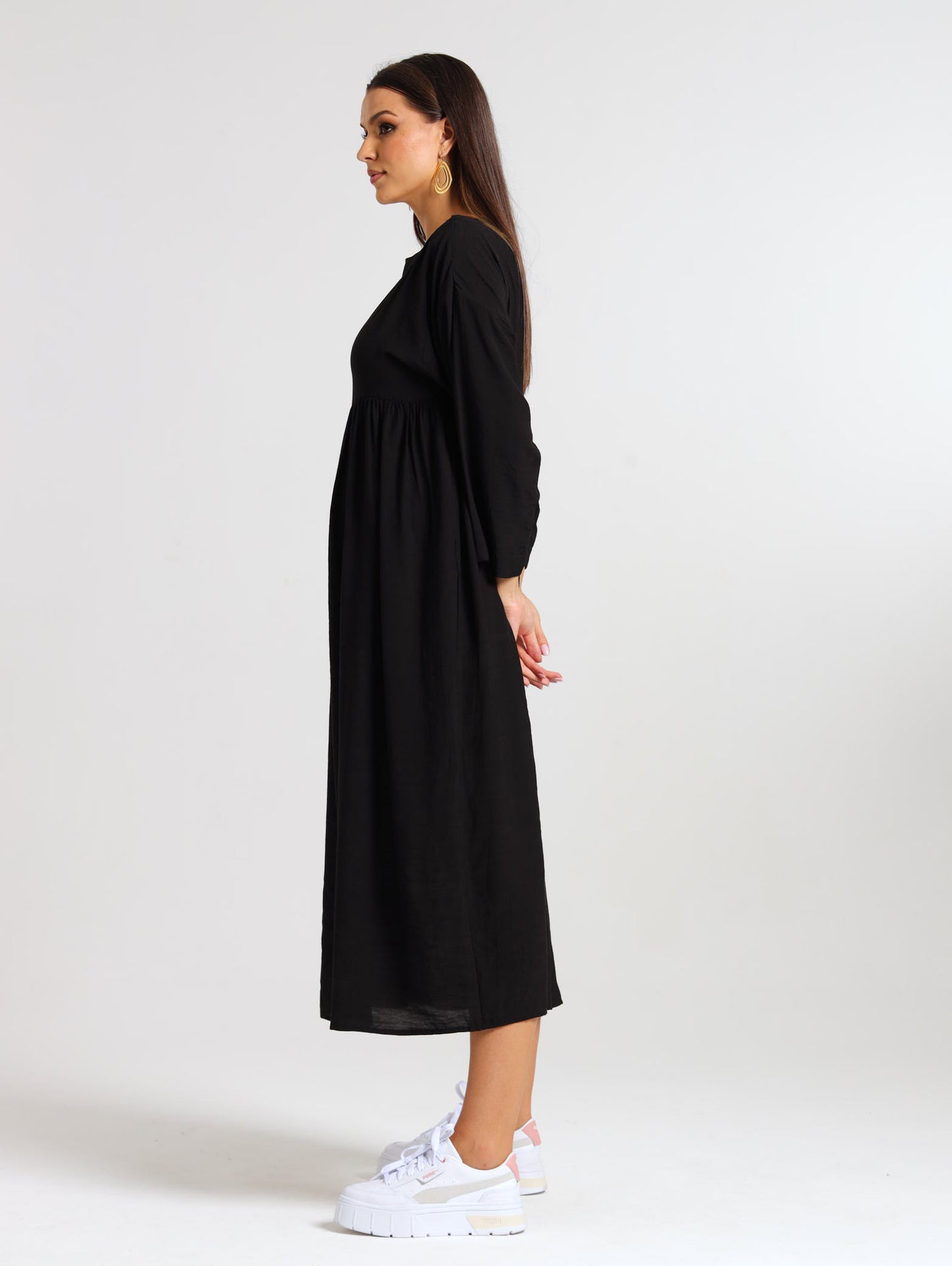 LONGSLEEVE BOXY MAXI / EBONY TENCEL