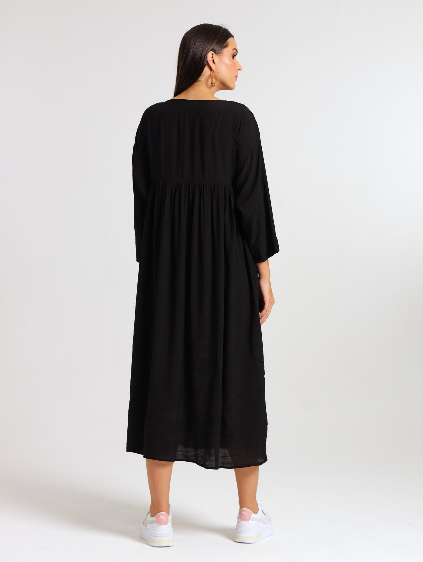 LONGSLEEVE BOXY MAXI / EBONY TENCEL