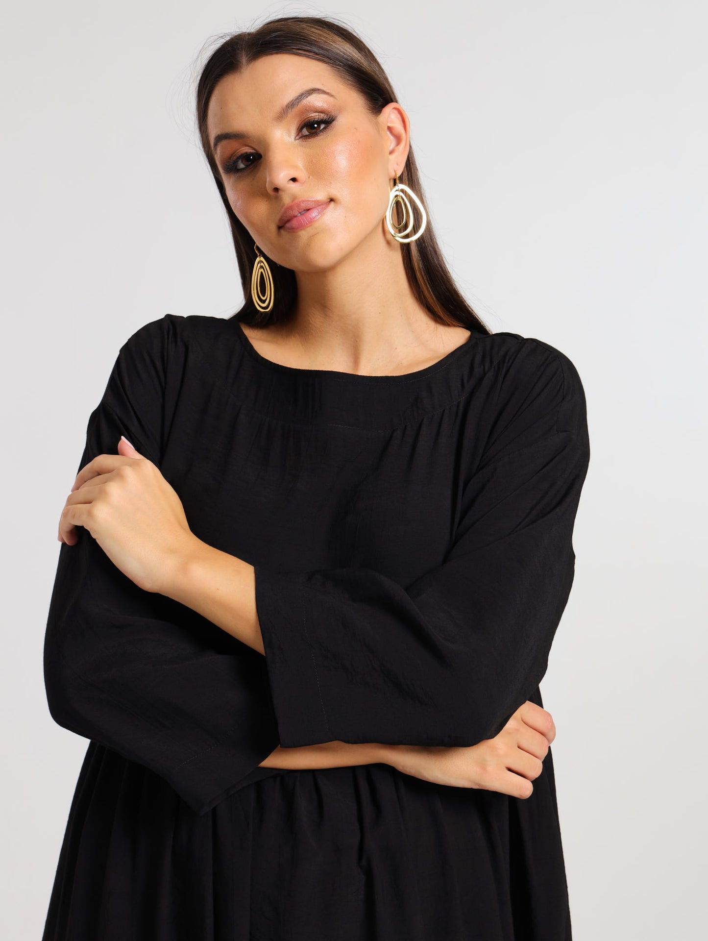 LONGSLEEVE BOXY MAXI / EBONY TENCEL
