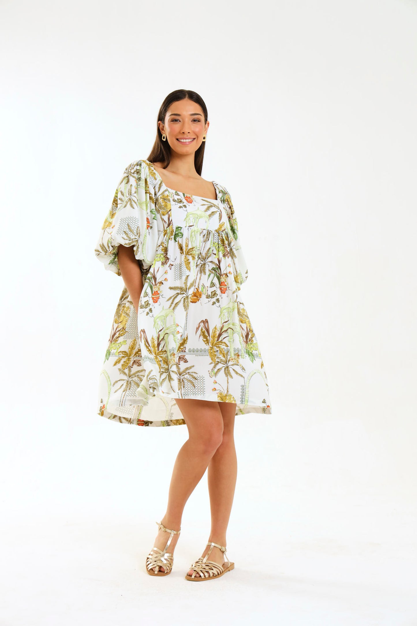 PUFF SLEEEVE MIDI / VALENCIA PALM