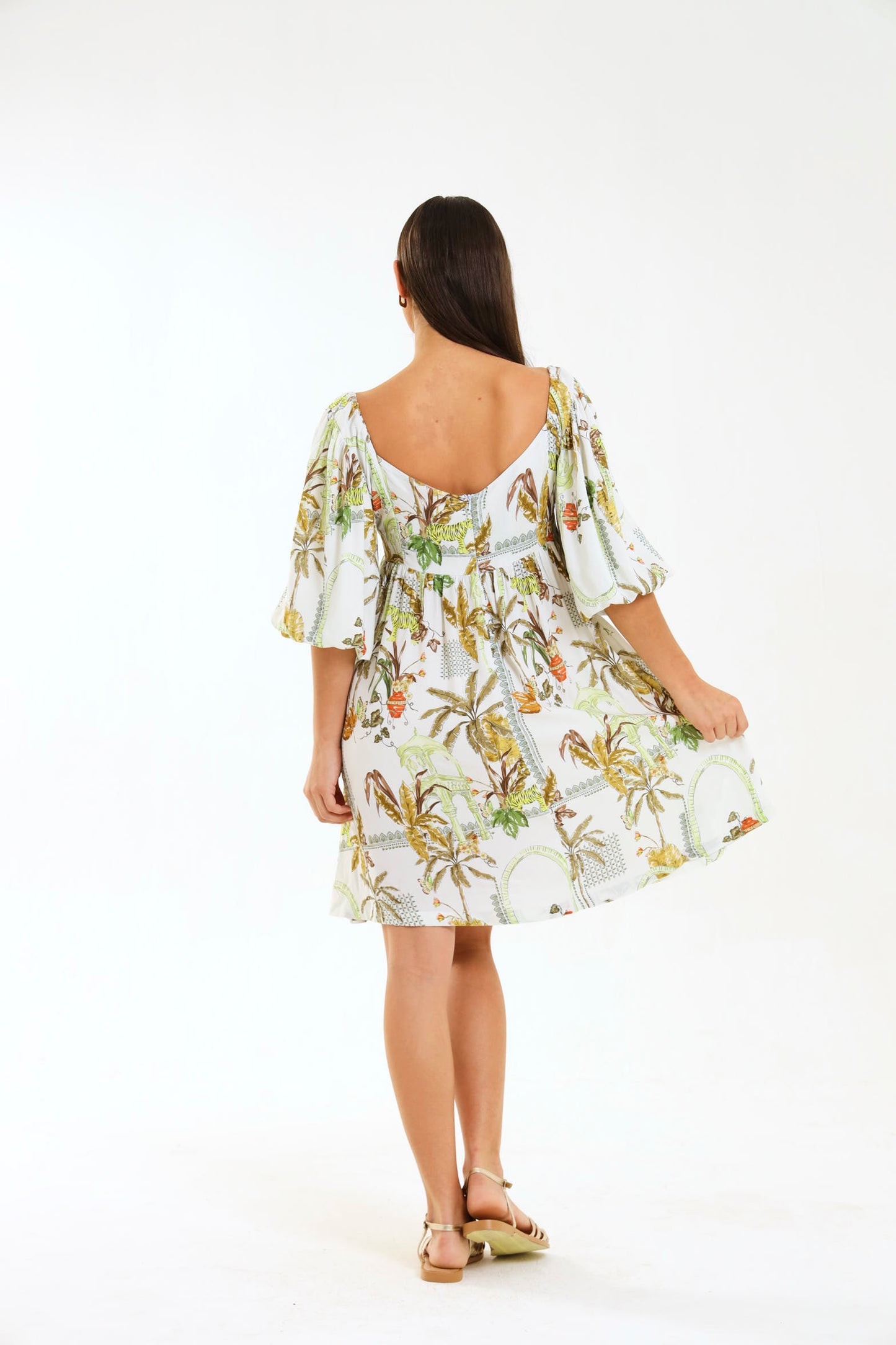 PUFF SLEEEVE MIDI / VALENCIA PALM