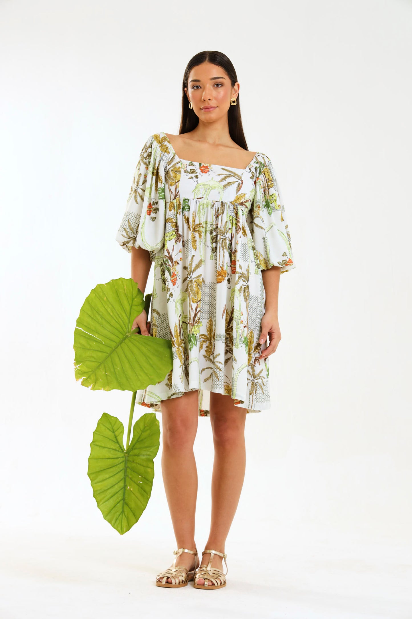 PUFF SLEEEVE MIDI / VALENCIA PALM