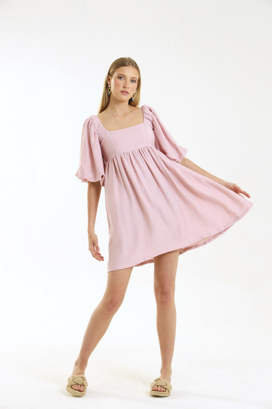 PUFF SLEEVE MIDI / FADED BLOSSOM