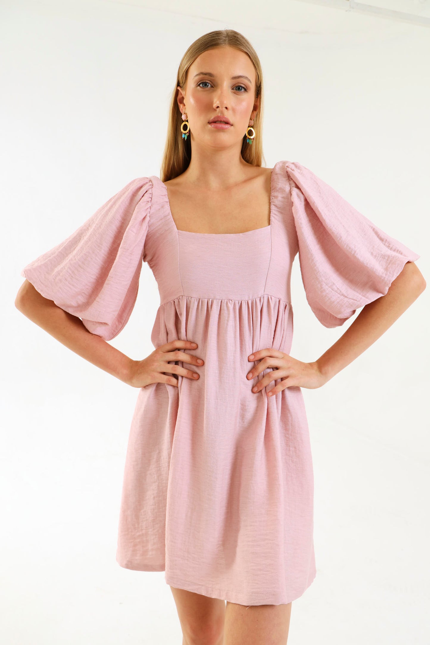 PUFF SLEEVE MIDI / FADED BLOSSOM