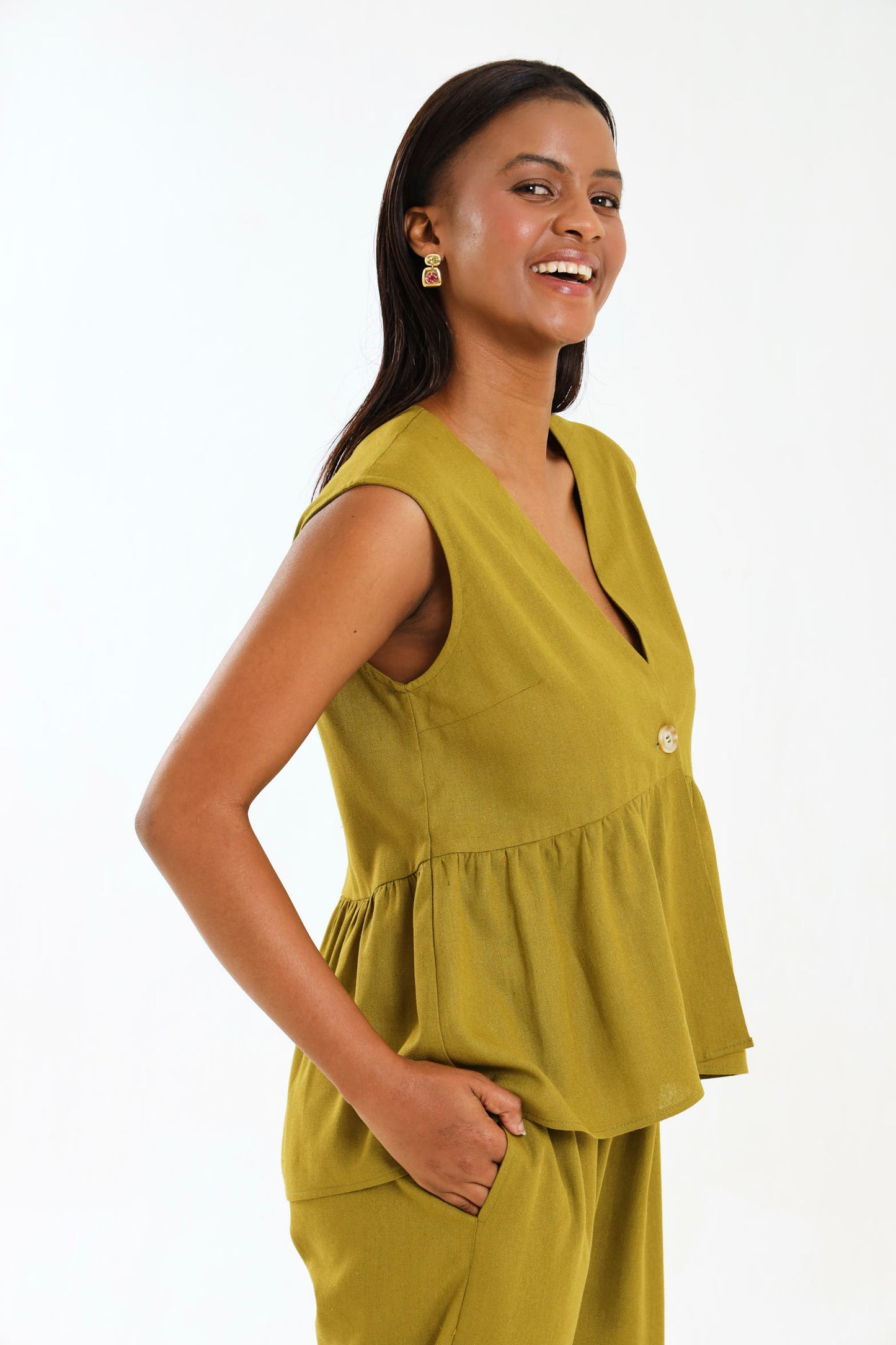 PEPLUM WAISTCOAT / ECRU