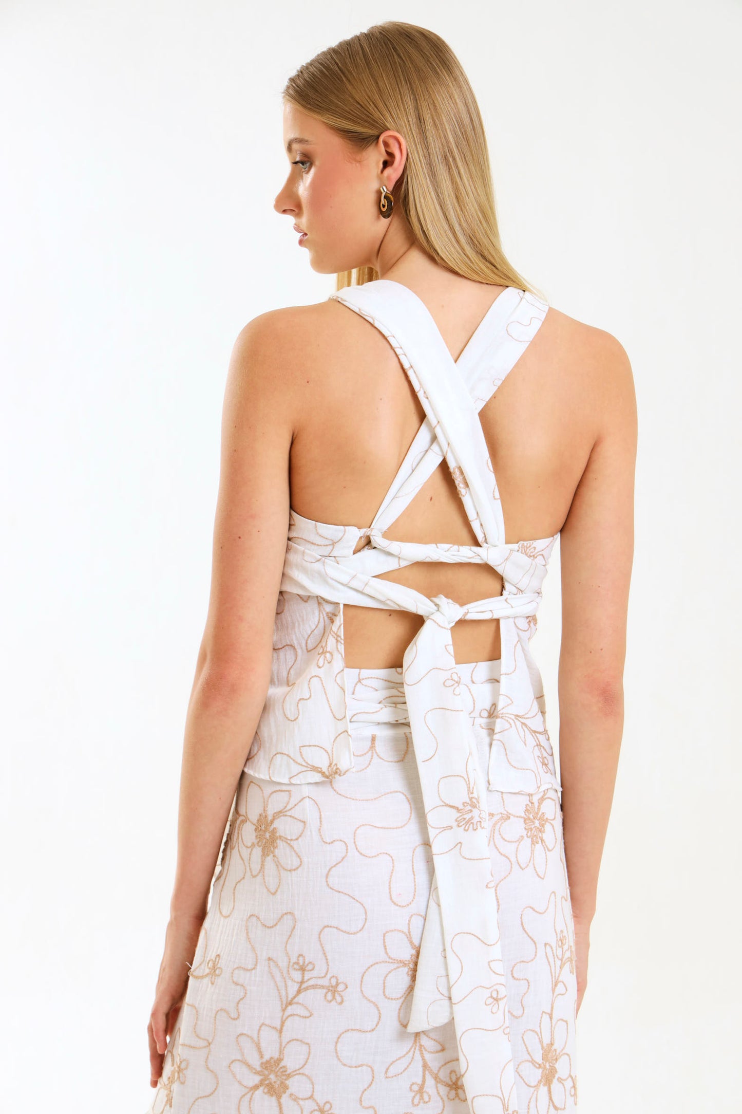 HALTER TOP / IVORY BOTANICA