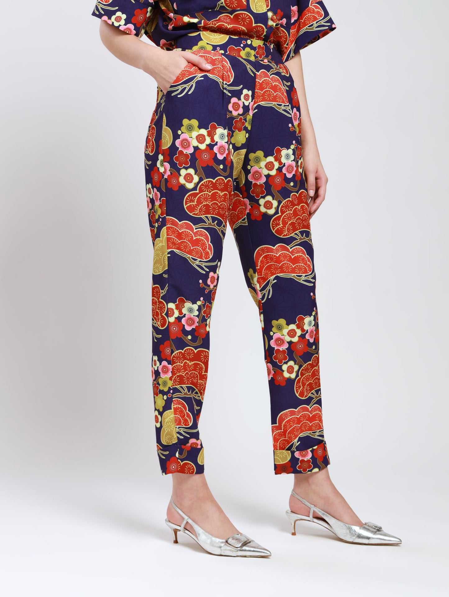 CIGAR PANTS / ABSTRACT CHERRY BLOSSOM