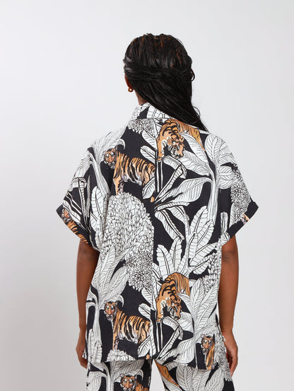 RELAXED HI-LO TOP / PALM TIGER