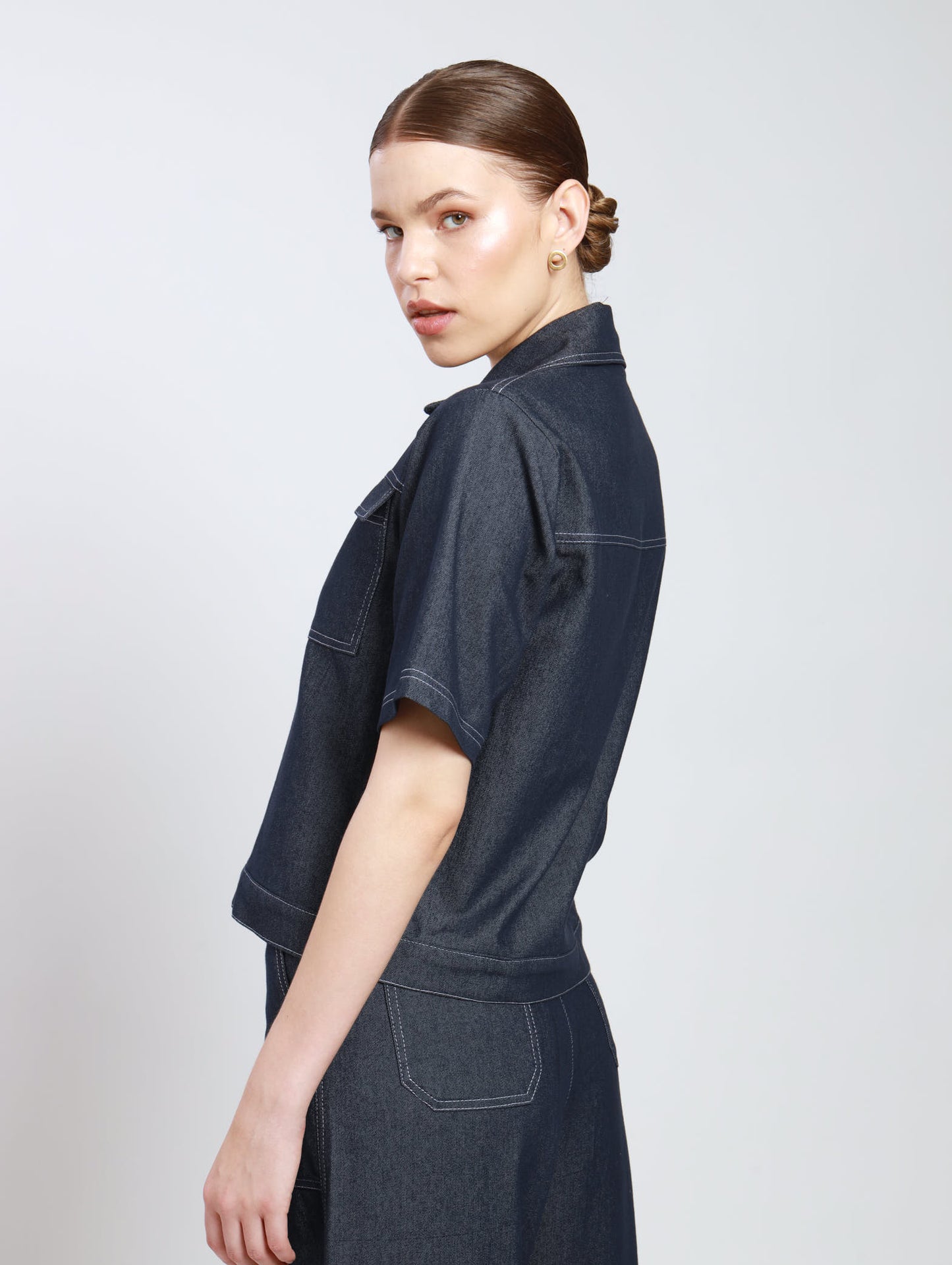 ZIPPED SHACKET / DARK DENIM