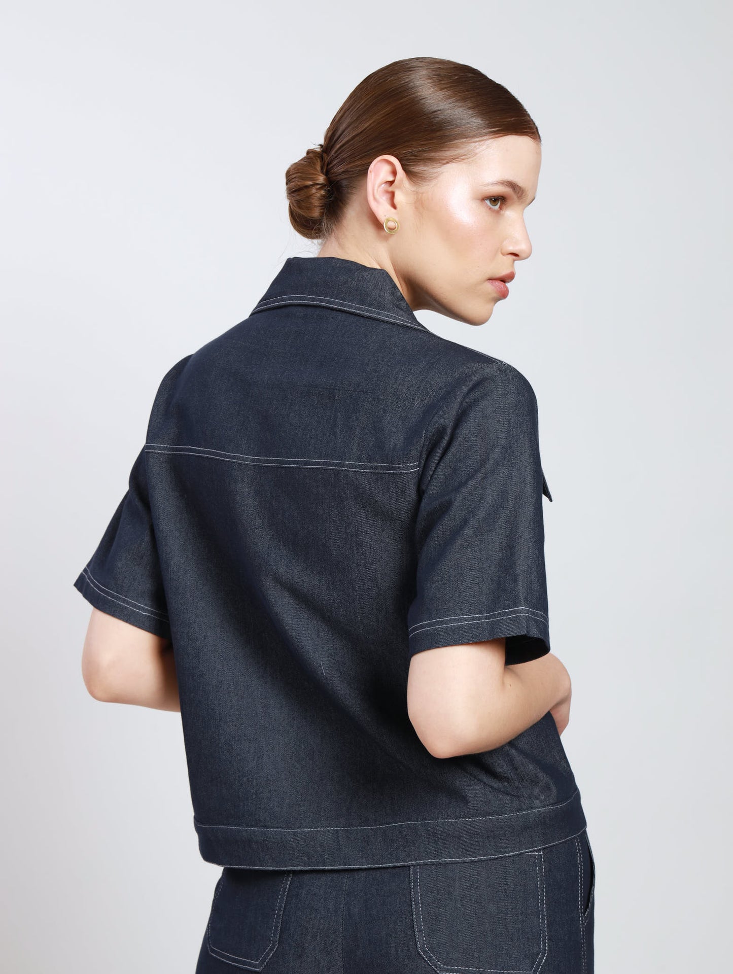 ZIPPED SHACKET / DARK DENIM