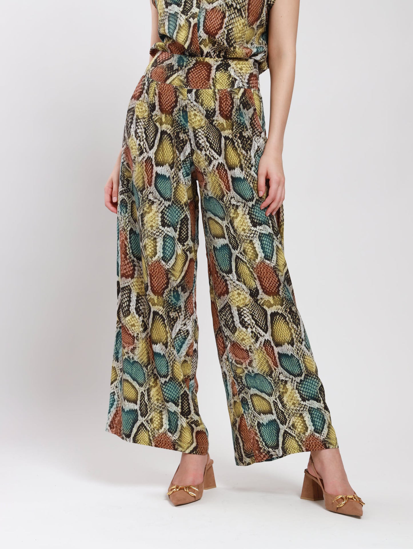 HIGH WAISTED PALAZZO / TRICOLOUR SNAKESKIN