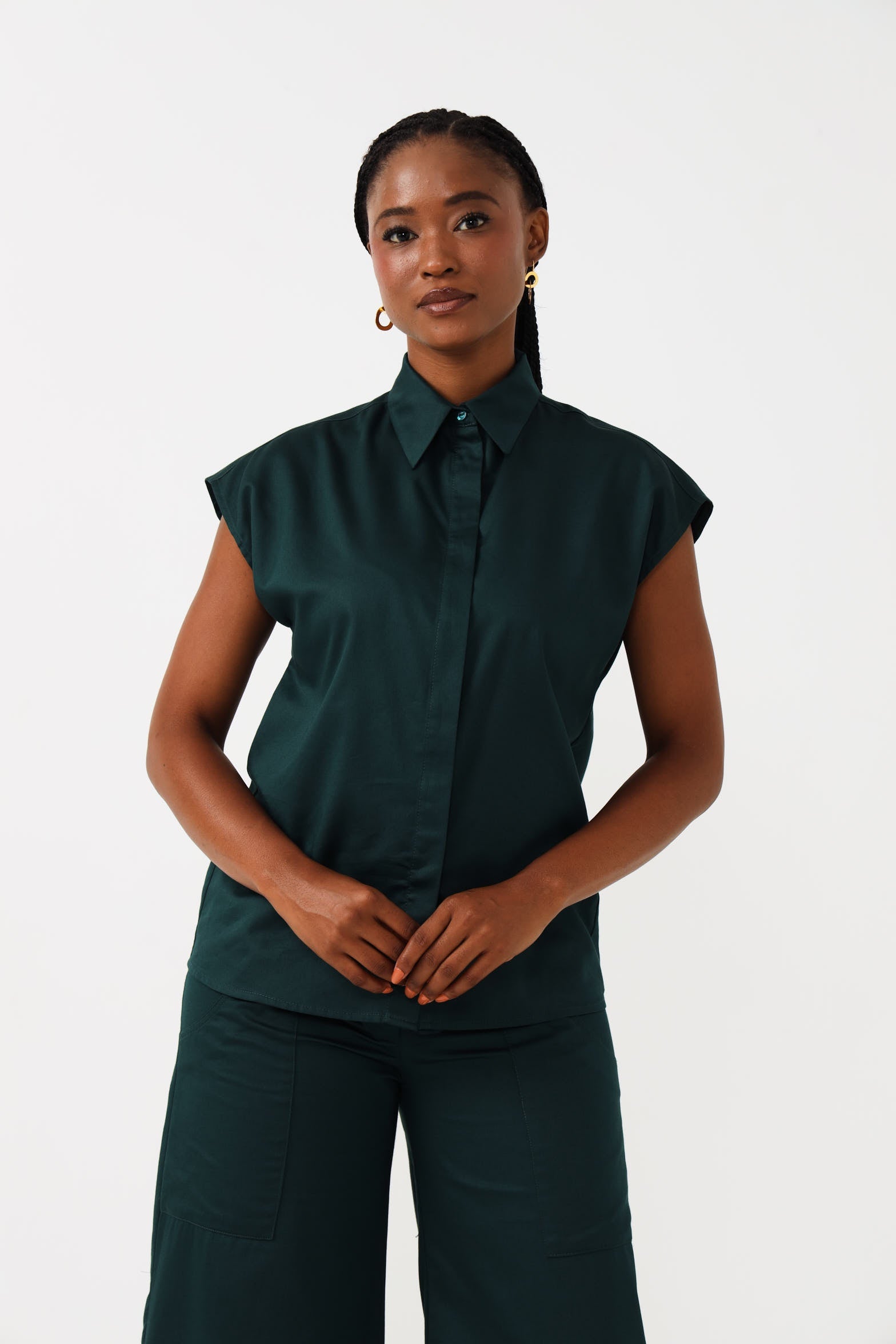 CAPPED SLEEVE TOP / TEAL – MUZE