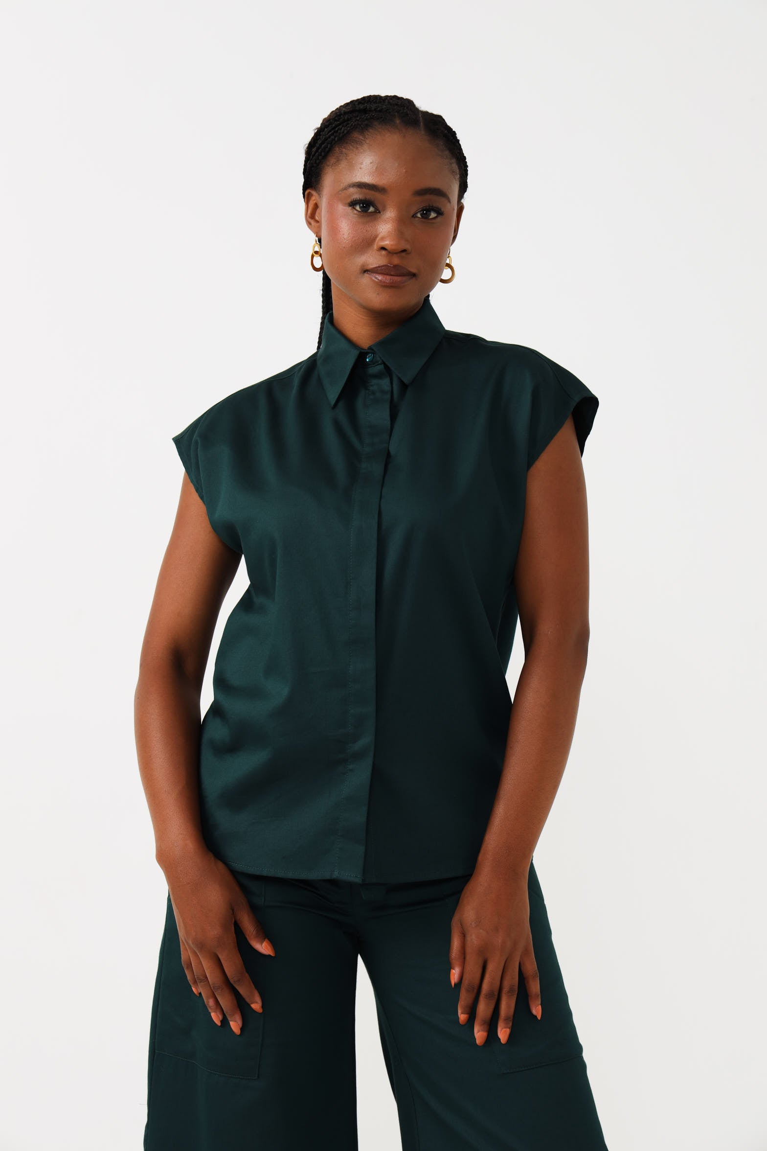 CAPPED SLEEVE TOP / TEAL – MUZE