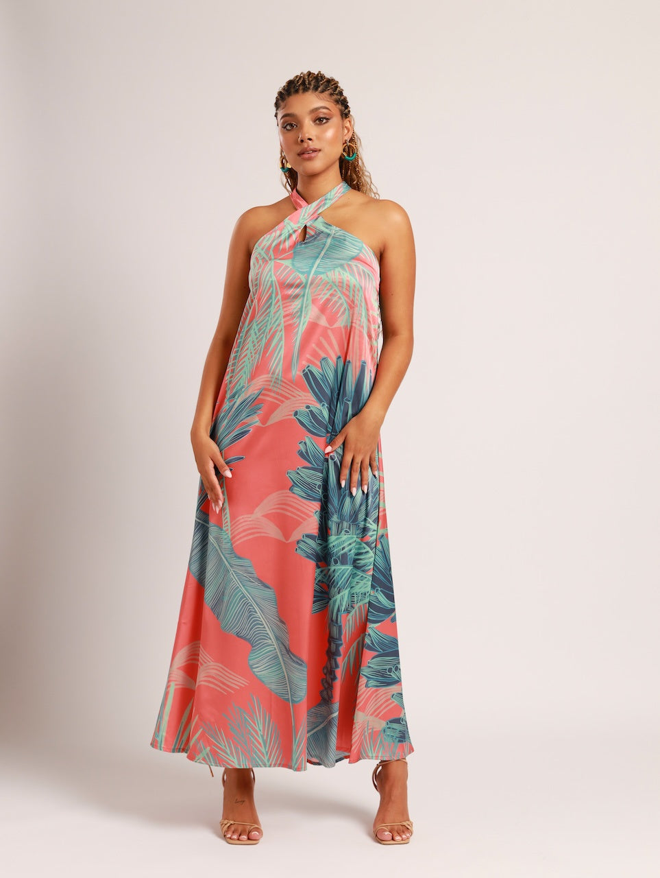 HALTER TIE MAXI / EXOTIC BANANA
