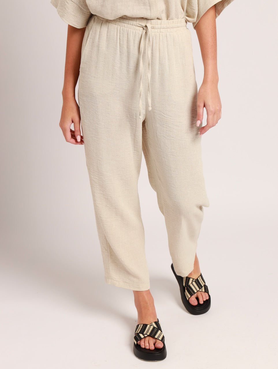 DRAWSTRING PALAZZO / NATURAL LINEN