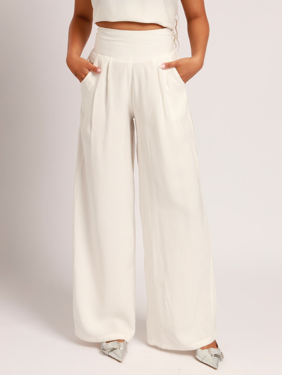 HIGH WAISTED PALAZZO / MADRID WHITE