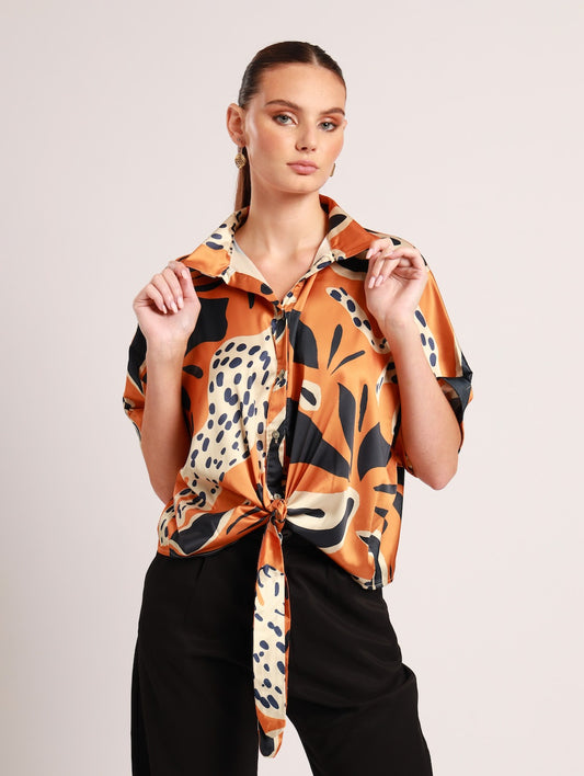 CROPPED BATWING TOP / WILD CAT