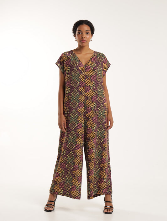 PALAZZO JUMPSUIT / SAGE SNAKESKIN