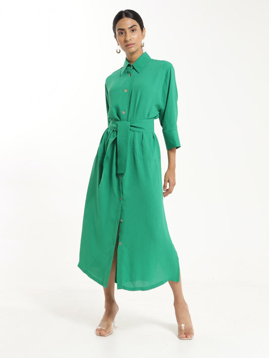 MAXI SHIRTDRESS / GREEN PEPPER