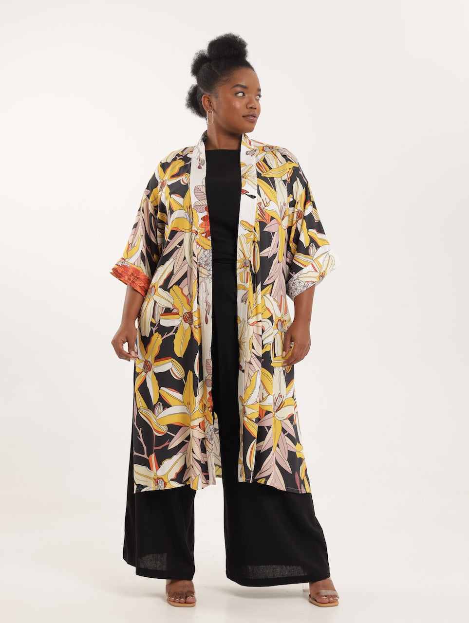 KIMONO JACKET / MULTI FLORA BLACK