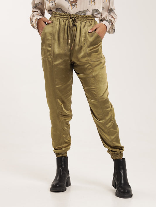 JOGGERS / MARTINI OLIVE SATIN