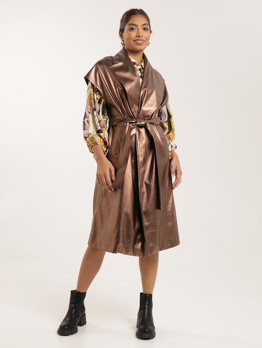 GILET / BRONZE METALLIC PU