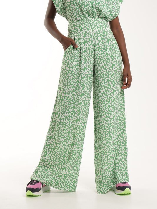 PALAZZO / SPRING GREEN LEOPARD