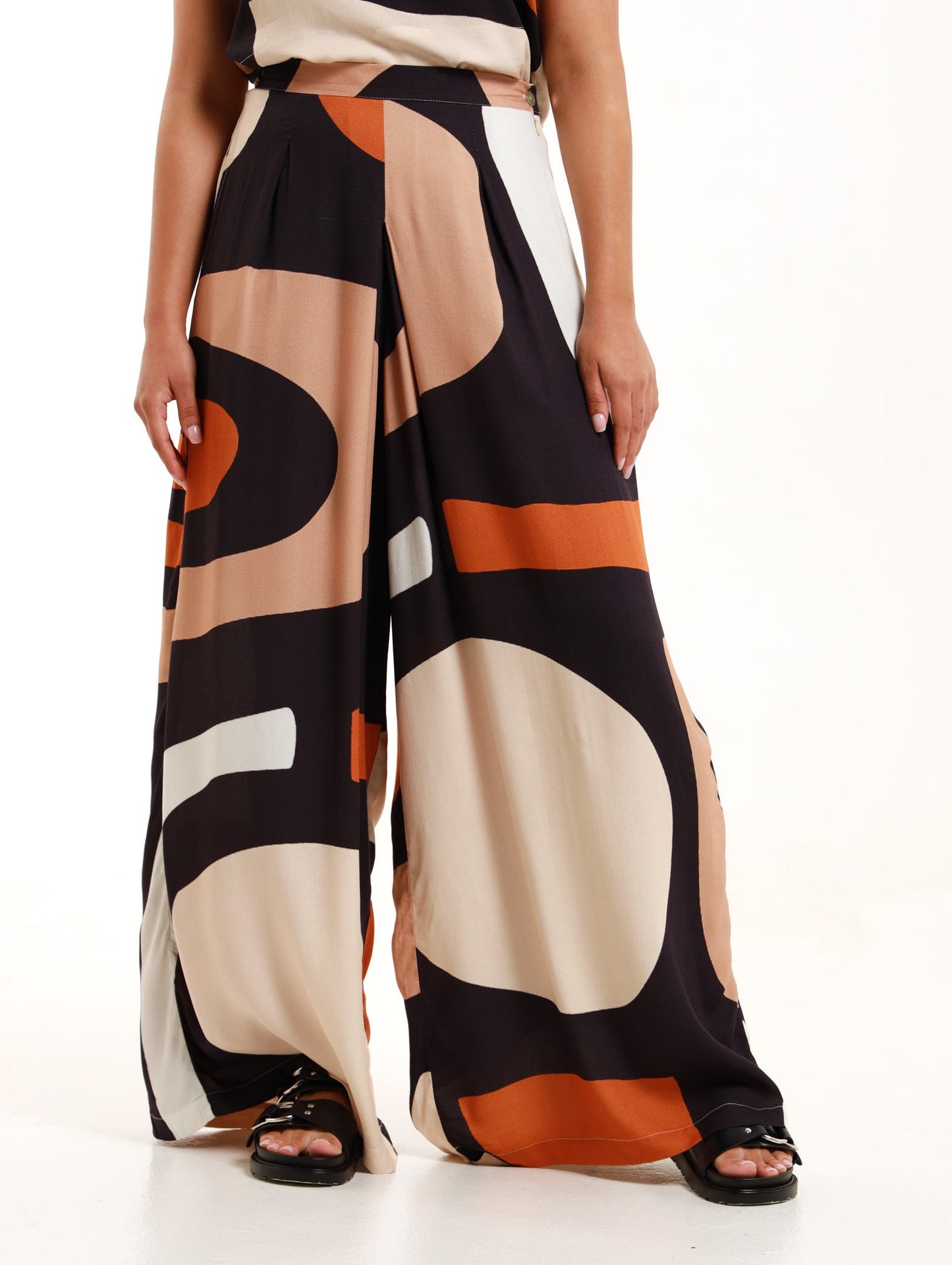 CROPPED WIDE LEG PALAZZO / EBONY GEO PRINT