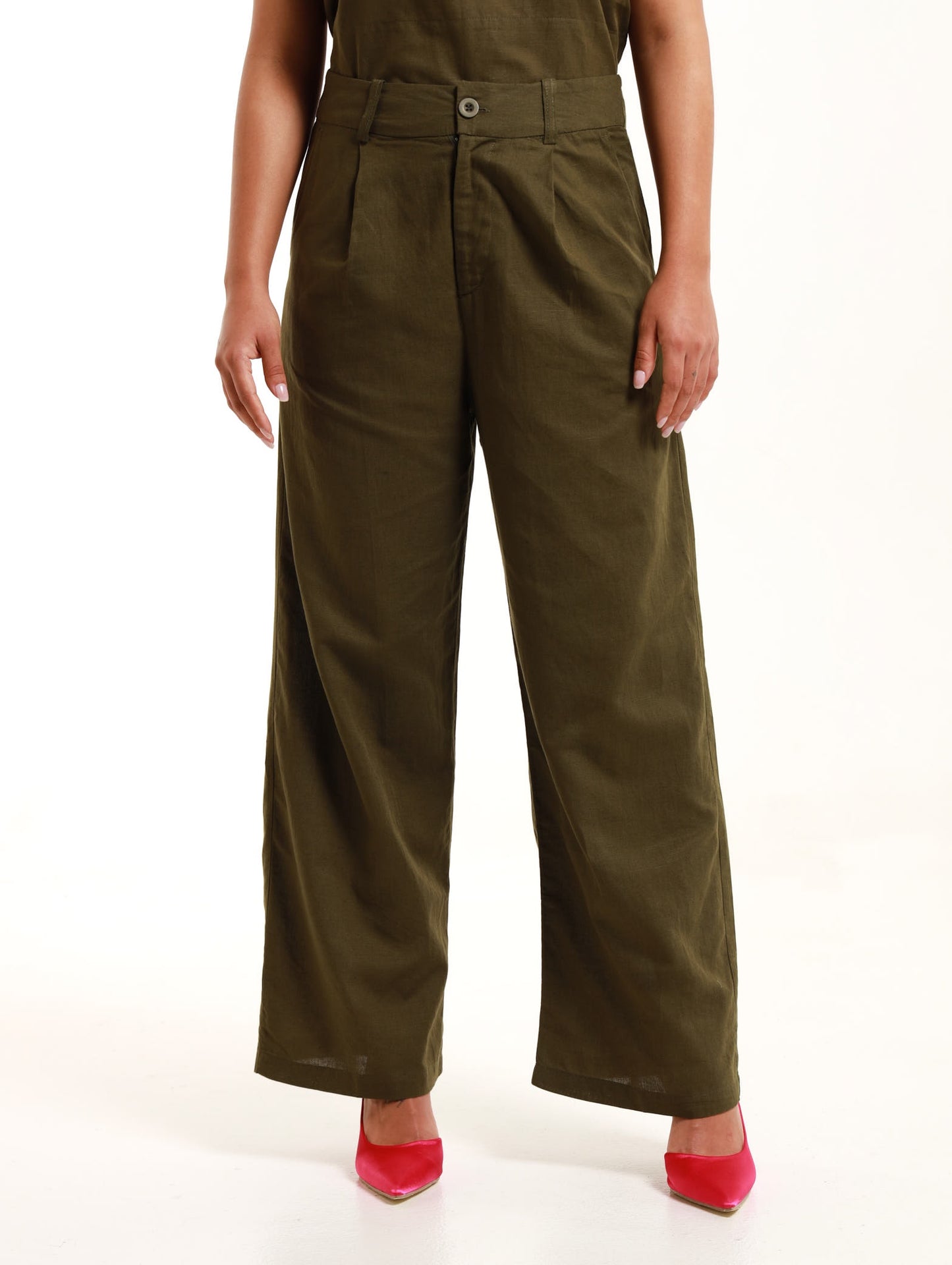 RELAXED PALAZZO / KHAKI LINEN