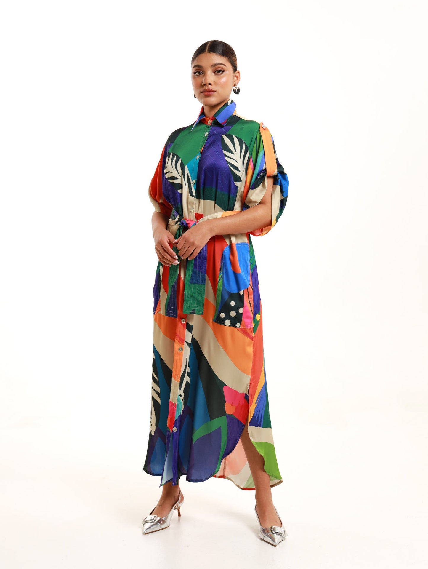 TAB DETAIL MAXI DRESS / HELICONIA