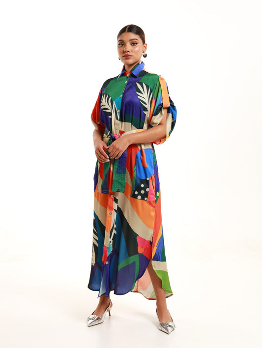 TAB DETAIL MAXI DRESS / HELICONIA