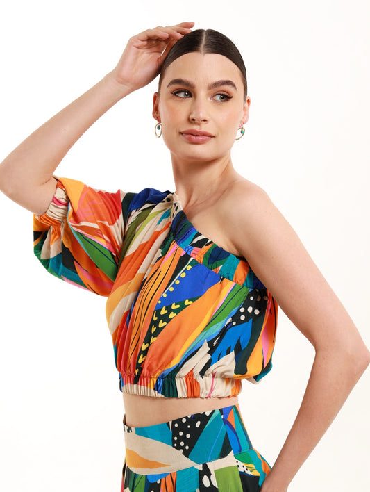 OTS PUFF SLEEVE TOP / HELICONIA